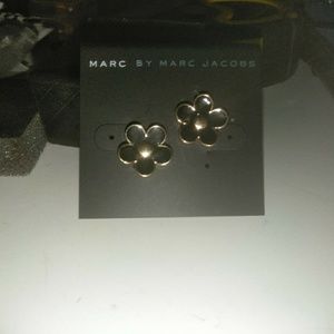 Black & Gold Flower Studs By Marc Jacobs